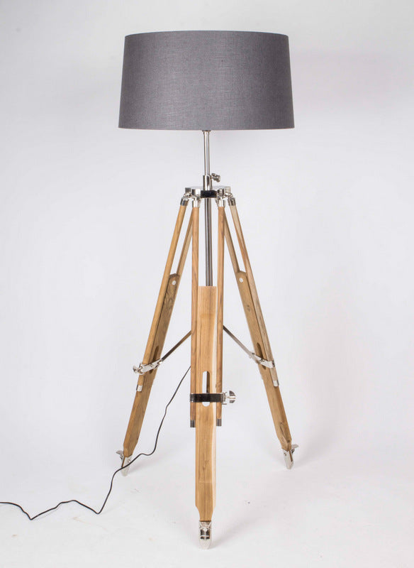 Stehleuchte höhenverstellbar im Landhausstil, Dreibein Stehlampe mit einem Lampenschirm, Höhe 103-200 cm