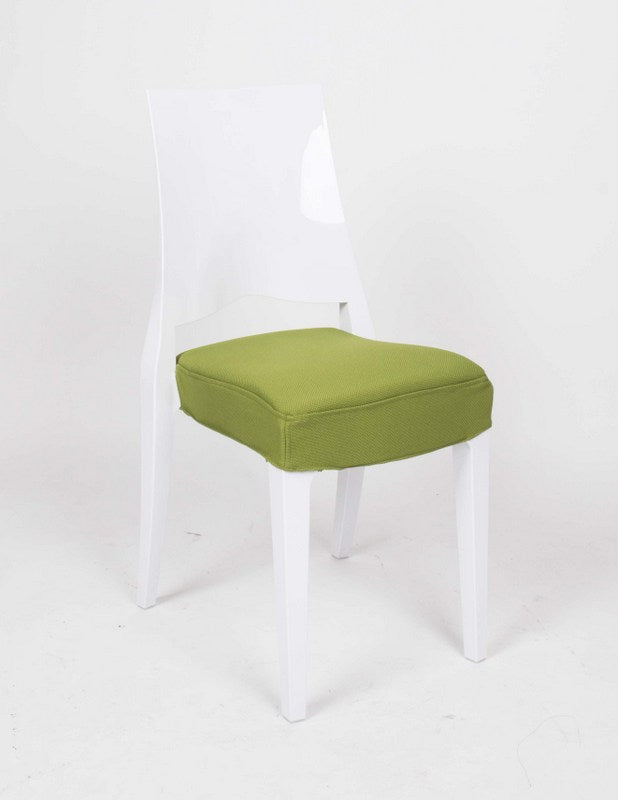 Stuhl weiß mit Sitzkissen, Outdoor Stuhl aus Kunststoff weiß