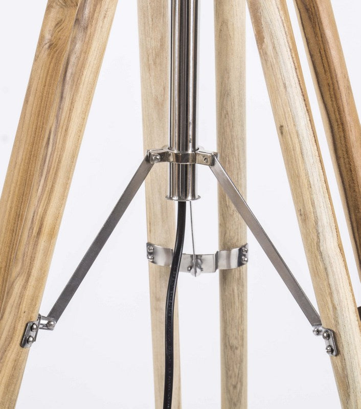 Lampenfuß für eine Stehlampe, Farbe Naturholz-Chrome, Höhe 100-180 cm