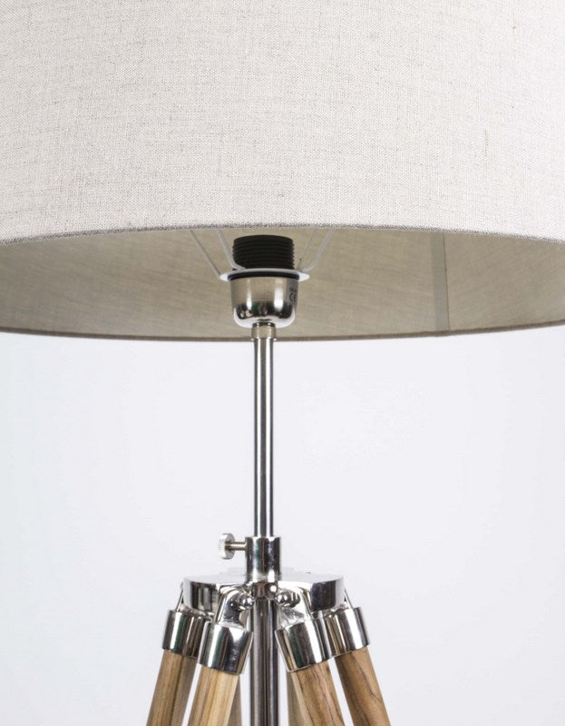 Stehlampe mit Lampenschirm creme, Stehlampe Dreifuß Naturholz