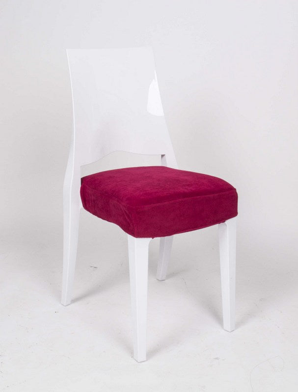 Stuhl weiß mit Sitzkissen, Outdoor Stuhl aus Kunststoff weiß