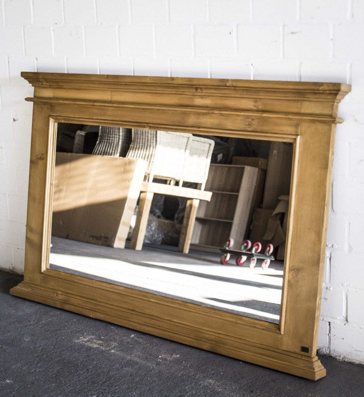 Spiegel Antik braun im Landhausstil,  Massivholz, Maße 150 x 95 cm
