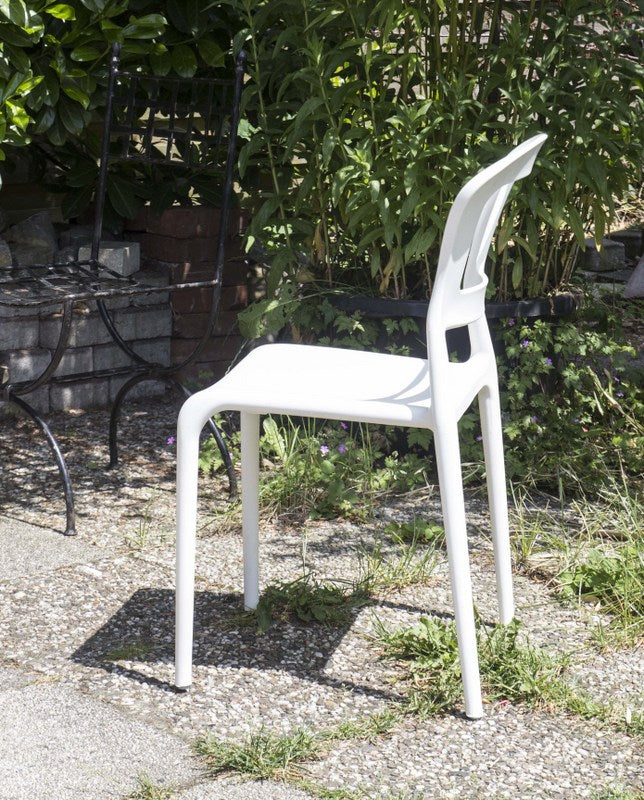 Gartenstuhl weiß aus Kunststoff, Stuhl Outdoor