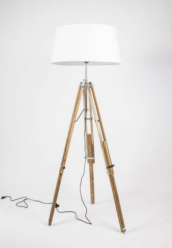 Lampenfuß für eine Stehlampe, Farbe Naturholz-Chrome, Höhe 100-180 cm