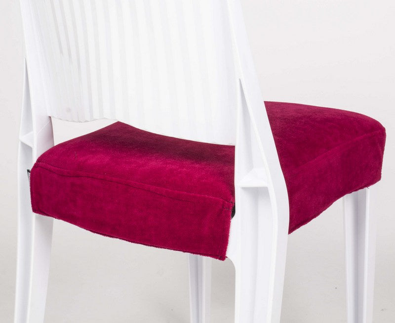 Stuhl weiß mit Sitzkissen, Outdoor Stuhl aus Kunststoff weiß