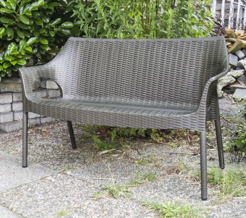 Outdoor - Bank aus Kunststoff in drei Farben, Gartenbank mit Sitzauflage