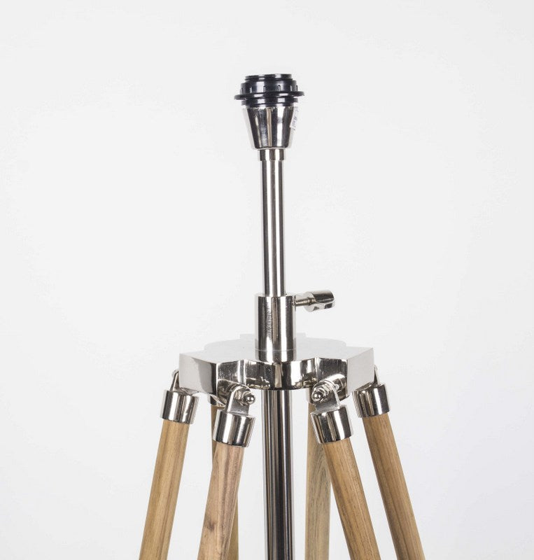 Lampenfuß für eine Stehlampe, Farbe Naturholz-Chrome, Höhe 114-180 cm