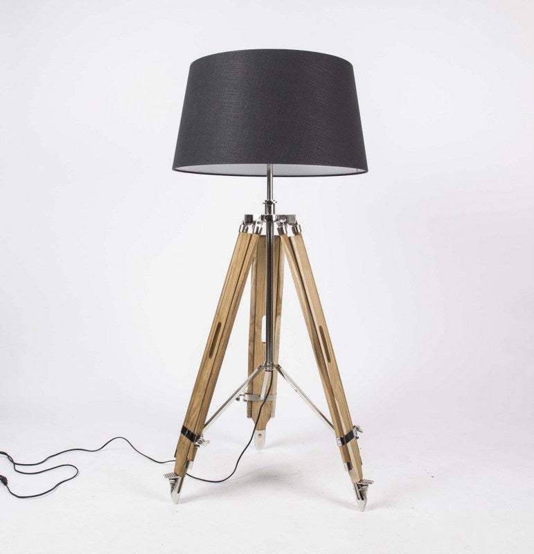 Stehleuchte höhenverstellbar im Landhausstil, Dreibein Stehlampe mit einem Lampenschirm, Höhe 103-200 cm