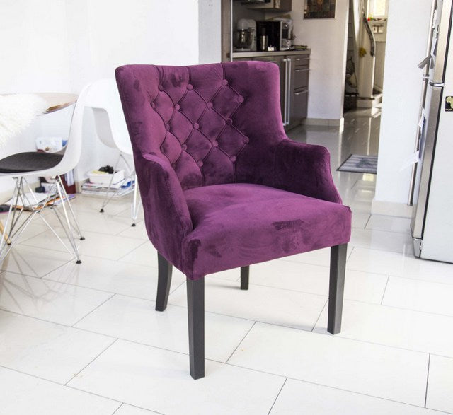 Sessel chesterfield, gepolsterter Stuhl -Sessel Velour bordeaux
