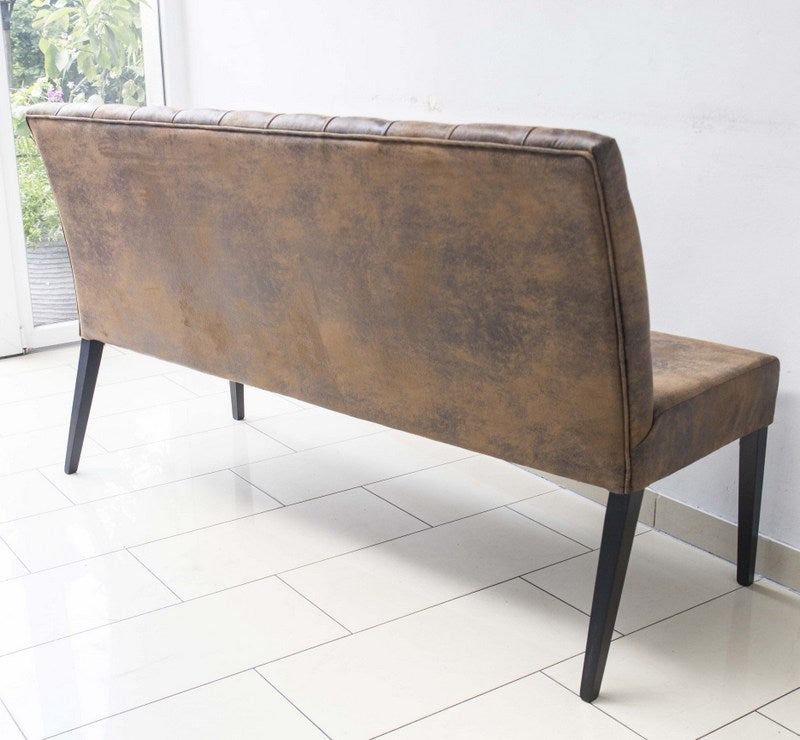 Bank braun Chesterfield-Polsterung, Sitzbank braun, Bezug Leder-Look, Breite 162 cm