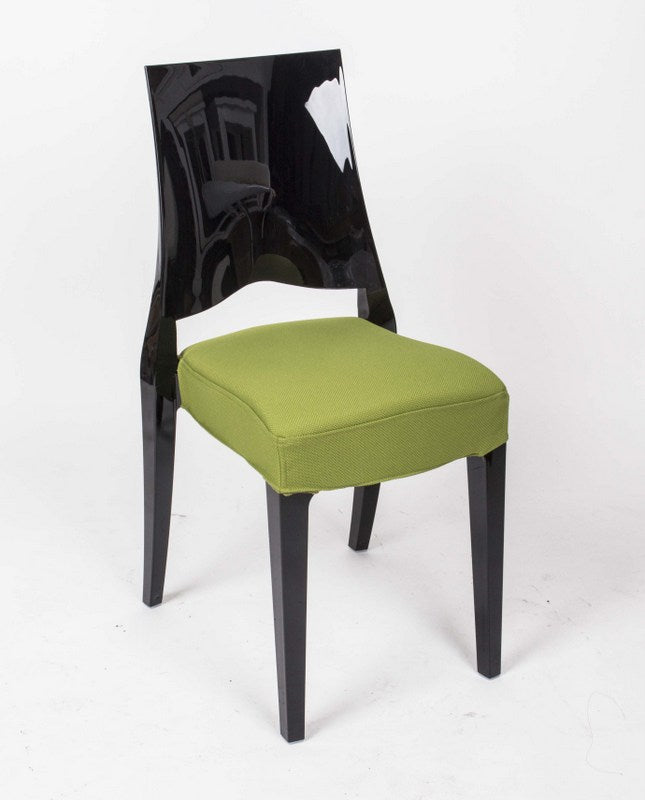 Stuhl schwarz mit Sitzkissen, Outdoor Stuhl aus Kunststoff schwarz