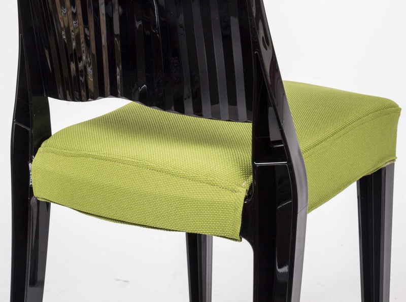 Stuhl schwarz mit Sitzkissen, Outdoor Stuhl aus Kunststoff schwarz