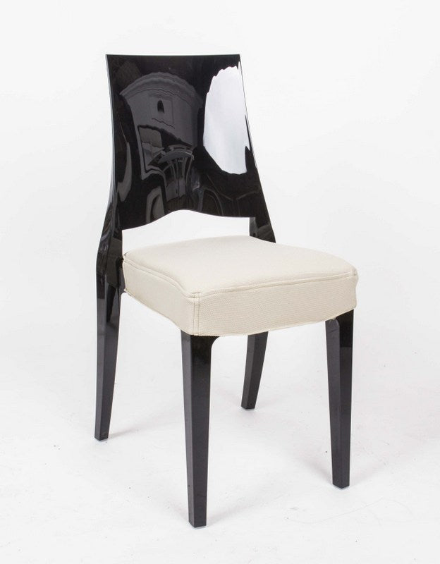 Stuhl schwarz mit Sitzkissen, Outdoor Stuhl aus Kunststoff schwarz