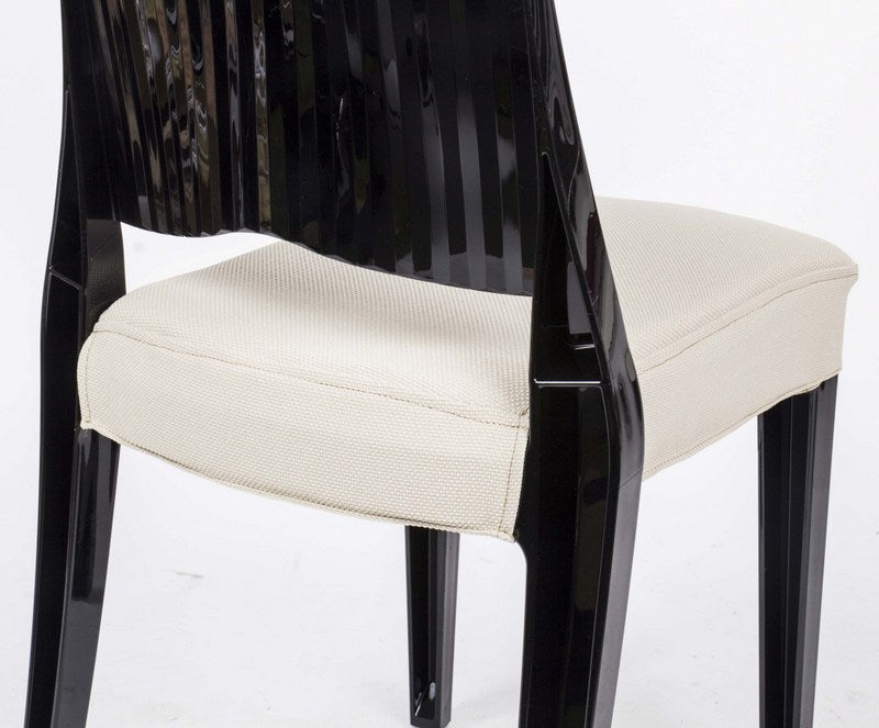 Stuhl schwarz mit Sitzkissen, Outdoor Stuhl aus Kunststoff schwarz