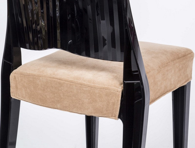 Stuhl schwarz mit Sitzkissen, Outdoor Stuhl aus Kunststoff schwarz