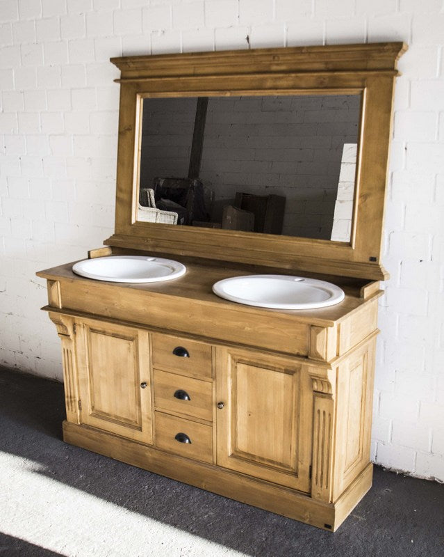 Spiegel Antik braun im Landhausstil,  Massivholz, Maße 150 x 95 cm