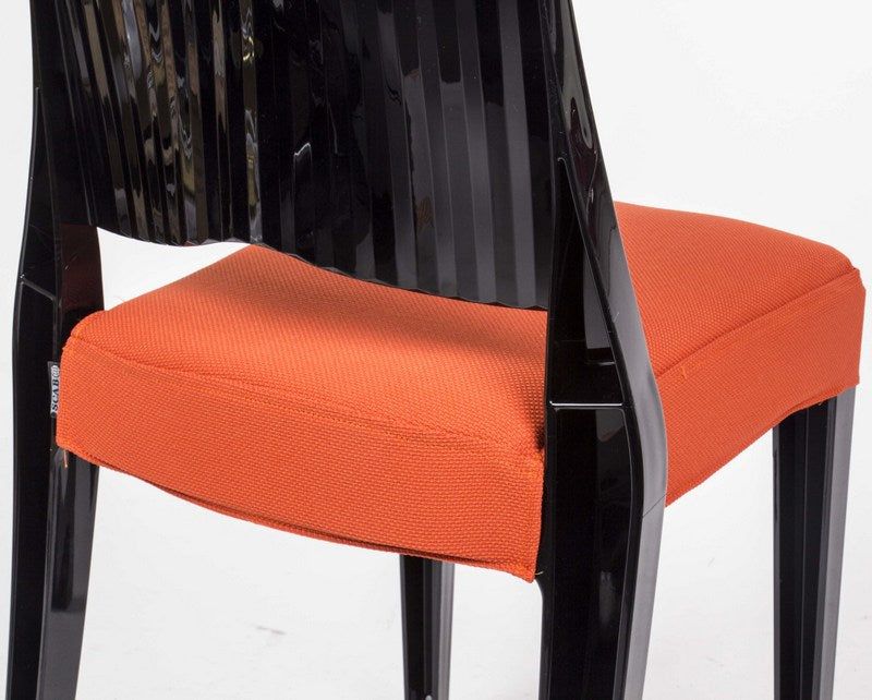 Stuhl schwarz mit Sitzkissen, Outdoor Stuhl aus Kunststoff schwarz