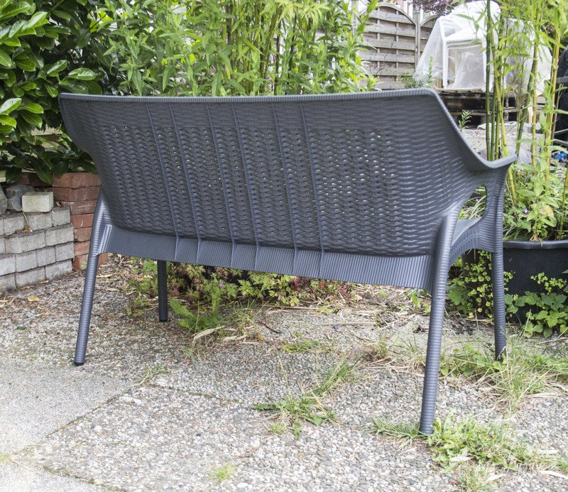 Outdoor - Bank aus Kunststoff in drei Farben, Gartenban mit Sitzauflage