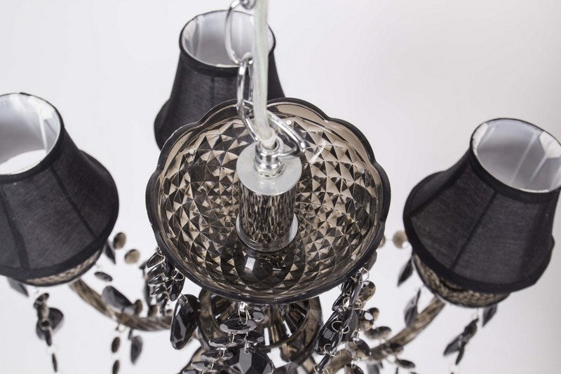 Kronleuchter mit Lampenschirmen schwarz 6-armig