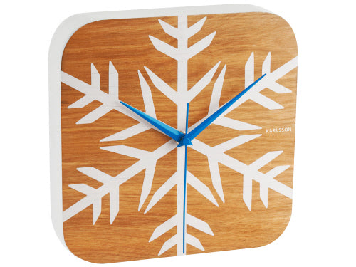 Karlsson Wanduhr Winter Holz braun weiß blau