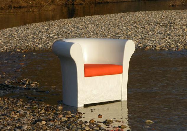 Gartensessel weiß Kunststoff, Outdoor Sessel in weiß mit Beleuchtung