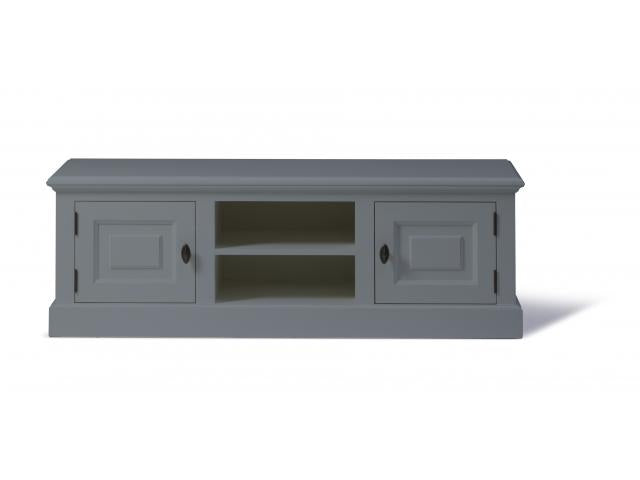 Lowboard grau, TV Schrank Massivholz, Fernseheschrank grau im Landhausstil