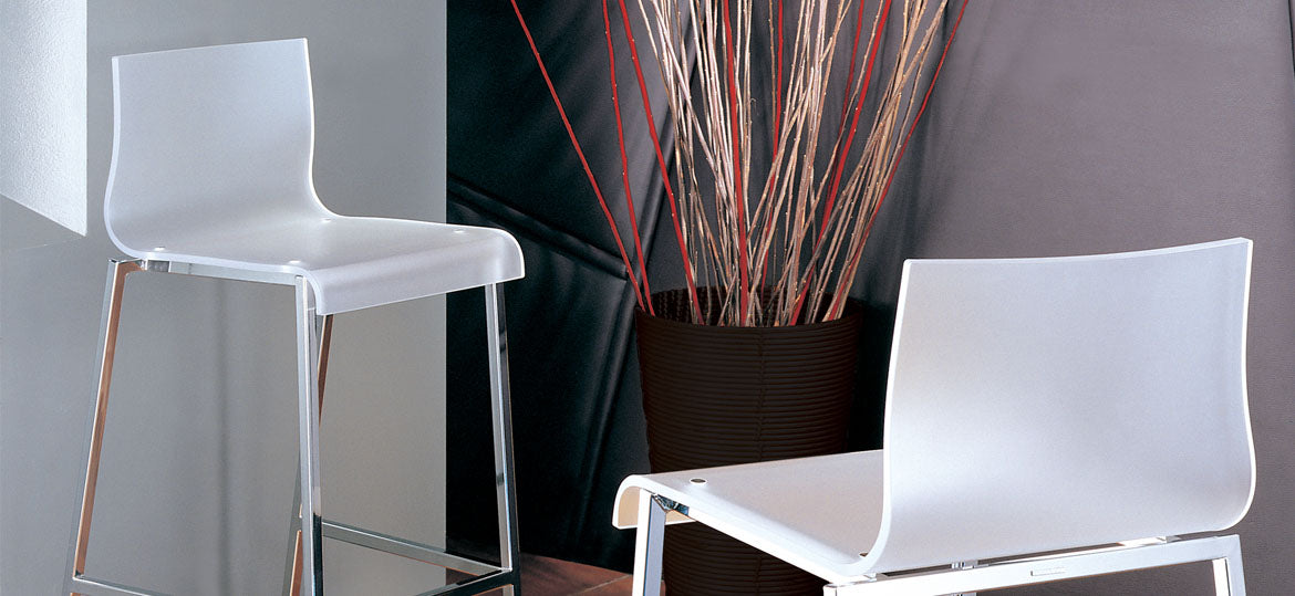 Design Barstuhl weiß, Barhocker weiß -Silber Sitzhöhe 65 cm