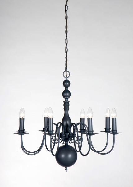 Kronleuchter 8-armig im Landhausstil Anthrazit, Durchmesser 85 cm