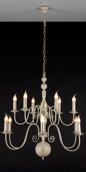 Kronleuchter 12-armig im Landhausstil, Durchmesser 85 cm