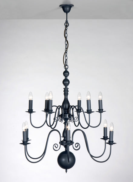 Kronleuchter 12-armig im Landhausstil, Durchmesser 85 cm