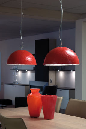 Moderne Pendelleuchte Polyester rot silber, Ø 38 cm