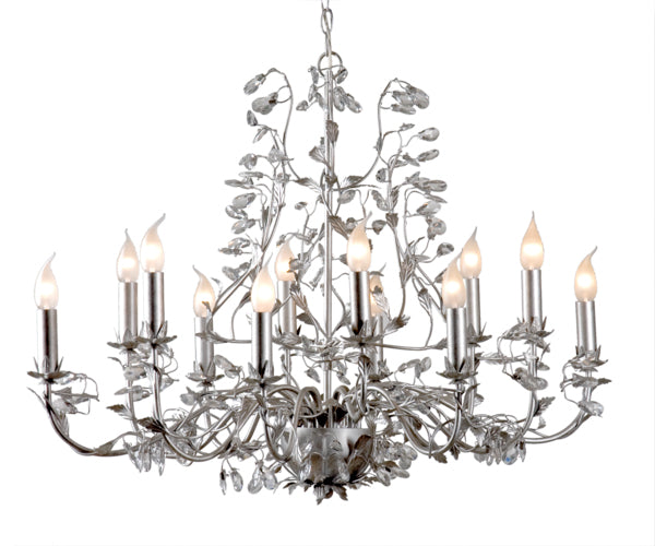 Kronleuchter 12 flammig, Farbe silber Durchmesser 90 cm
