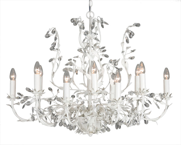 Kronleuchter 12 flammig, Farbe weiß Durchmesser 90 cm