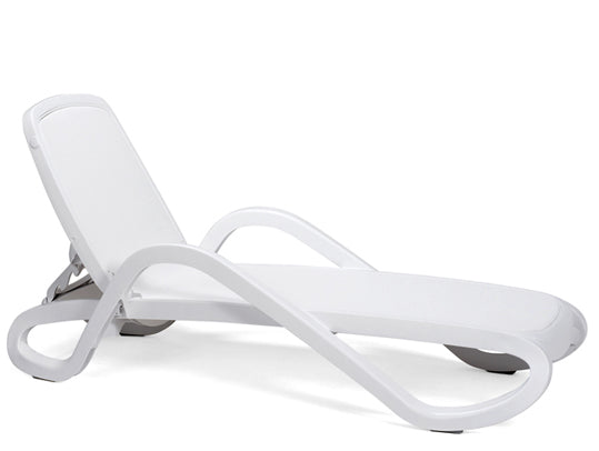 Sonnenliege weiß Kunststoff, Liege mit Lehne weiß stapelbar