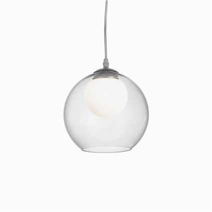 Pendelleuchte Metall chrom, Glas transparent modern