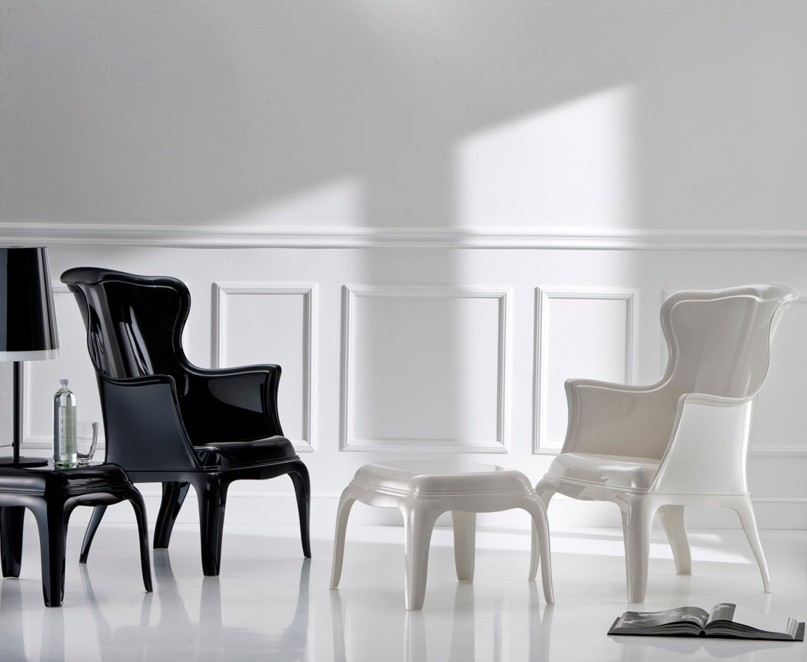 Design Hocker weiß im Modern-Barockstil