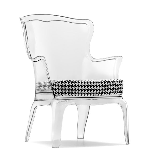 Sessel im Modern-Barockstil, italienisches Design, Farbe transparent