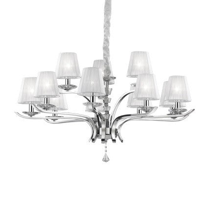 Kroneuchter Metall chrom Organza weiß Glas transparent modern