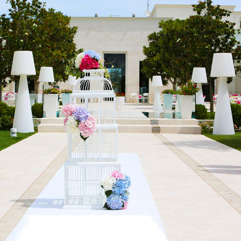 Garten Stehleuchte aus Kunststoff, Outdoor Stehlampe mit Lampenschirm, Höhe 200 cm