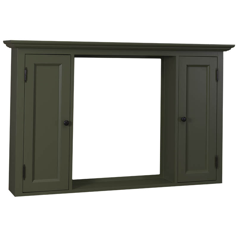 Spiegelschrank grau Massivholz, Spiegel im Landhausstil, Maße 131x80 cm