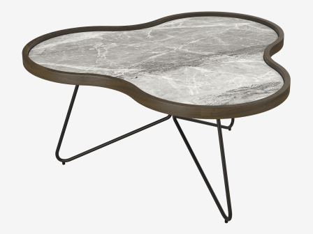 Couchtisch flower jade, geformter Beistelltisch jade, Maße 80x75x32/38 cm