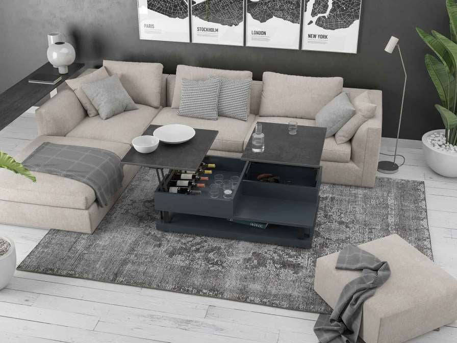 Couchtisch titan, Beistelltisch titan, Maße 120x70x38 cm