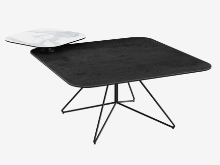 Couchtisch mit Drehplatte titan, Beistelltisch mit Drehplatte titan, Maße 80x80x43 cm