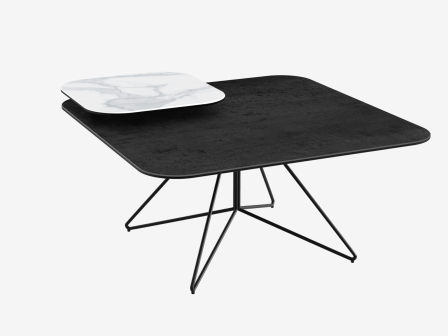 Couchtisch mit Drehplatte titan, Beistelltisch mit Drehplatte titan, Maße 80x80x43 cm