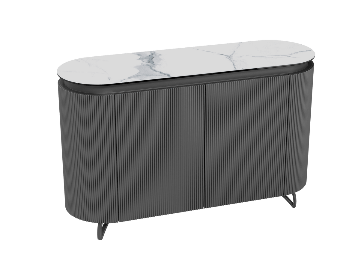 Sideboard weiß-schwarz, Sideboard oval Keramik, ovale Anrichte Keramik, Breite 130 cm