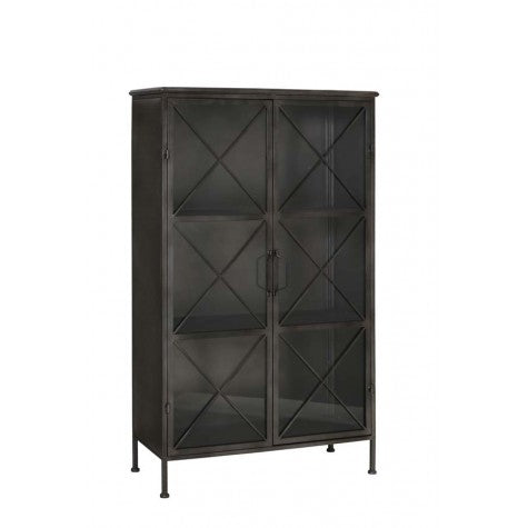 Schrank Industriedesign Metall, Bücherregal Metall Holz, Breite 82 cm