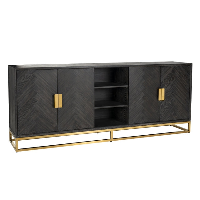 Sideboard Gold schwarz, Anrichte schwarz, Sideboard schwarz Gold, Breite 225 cm