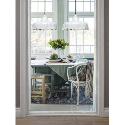 Hängelampe Metall, Pendelleuchte Weiß/Gold, Durchmesser 43 cm