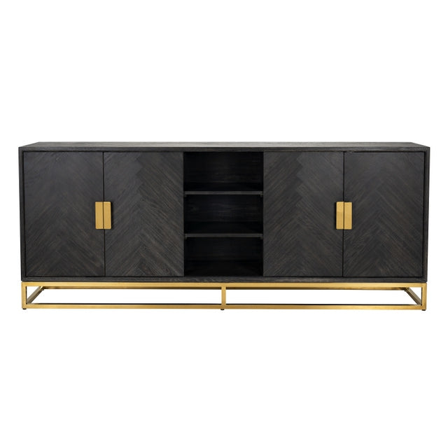 Sideboard Gold schwarz, Anrichte schwarz, Sideboard schwarz Gold, Breite 225 cm