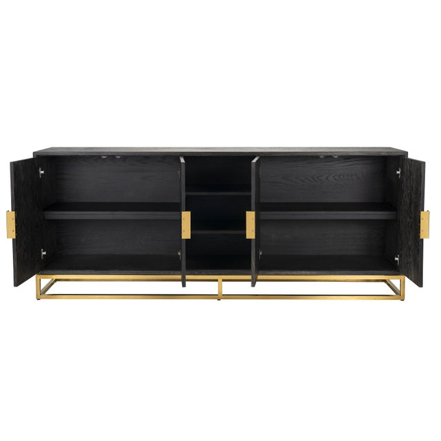 Sideboard Gold schwarz, Anrichte schwarz, Sideboard schwarz Gold, Breite 225 cm